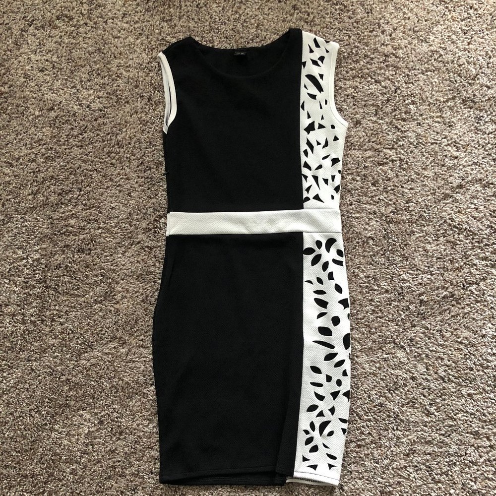 Black and White Dress with Cutout Detailing